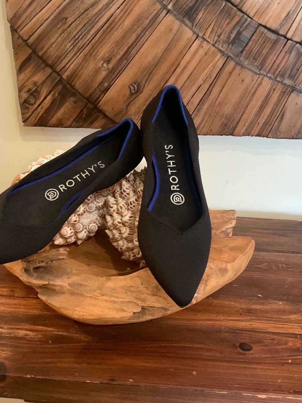 Rothy’s The Point ll Black Pointed -Toe Knit Flats , Size W7.5